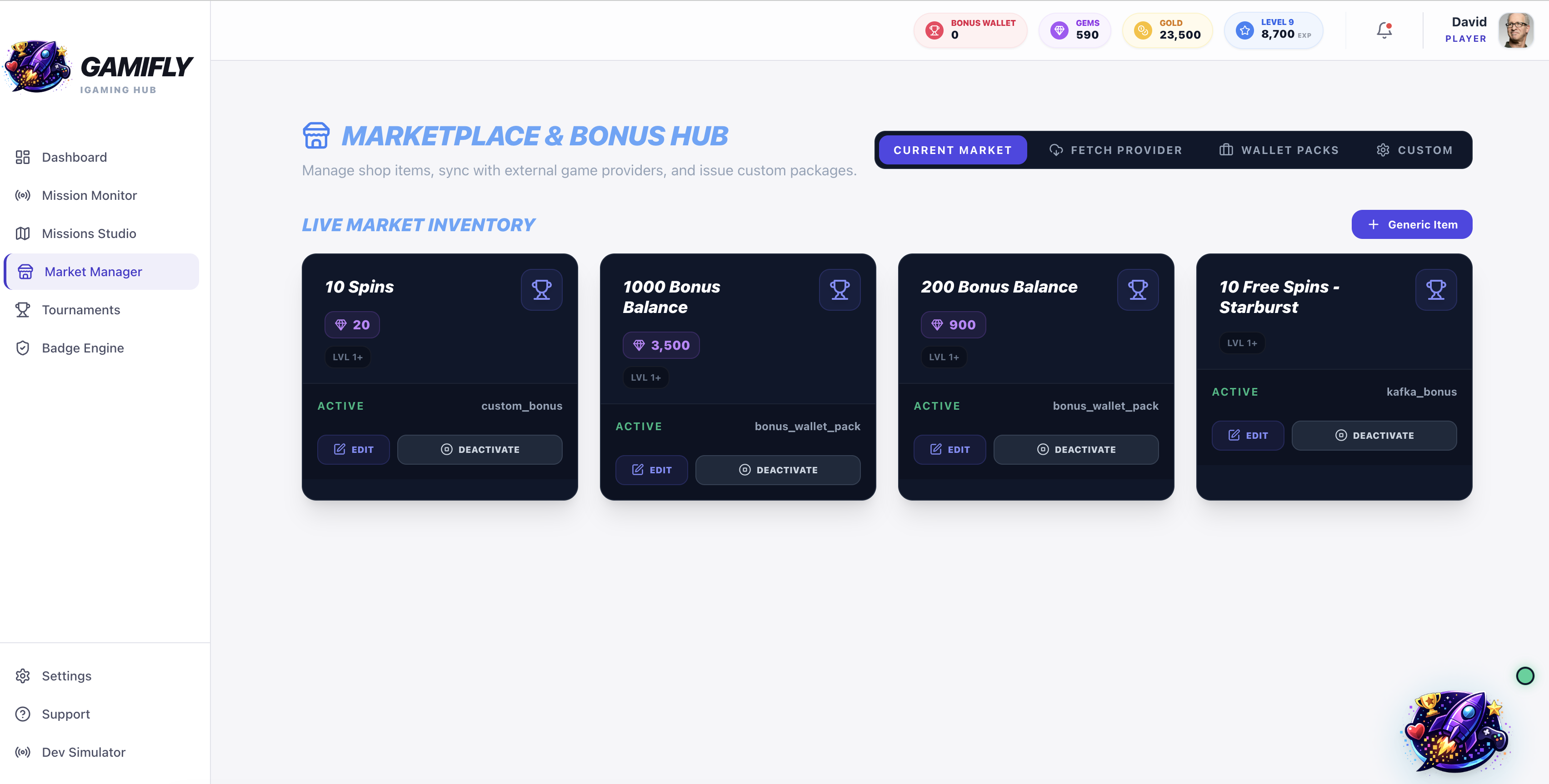 Market Manager — Admin